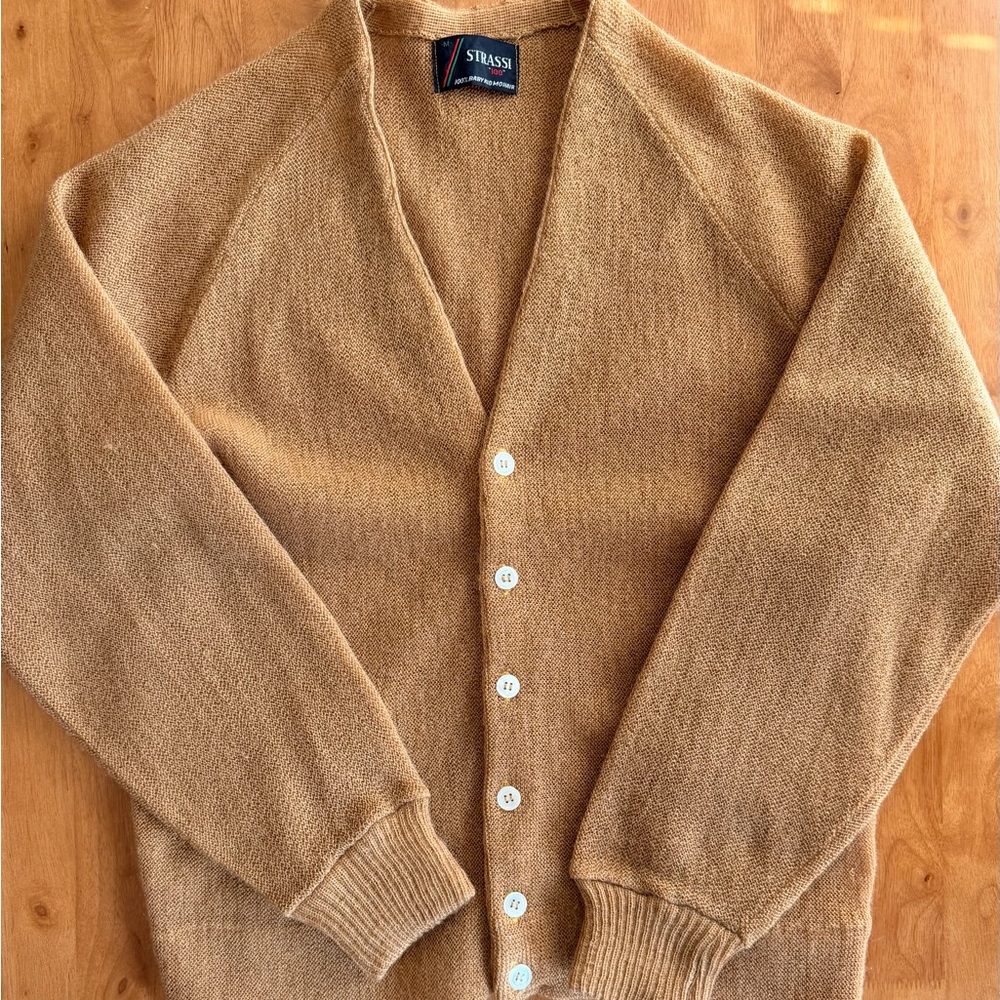 VTG 60s Mens Medium Baby Kid Mohair Cardigan Sweater Cobain Grunge Rockabilly